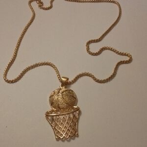 Gold Basketball Hoop Mens Chain